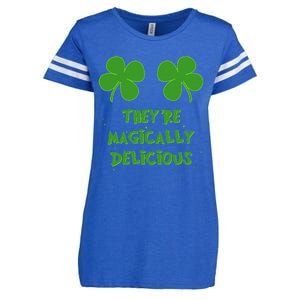 WoFunny Shamrock Boobs Saint St. Patrick's Paddys Day Irish Enza Ladies Jersey Football T-Shirt