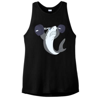 Weightlifing Shark Barbell Funny Workout Gym Weightlifter Ladies PosiCharge Tri-Blend Wicking Tank