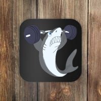 Weightlifing Shark Barbell Funny Workout Gym Weightlifter Coaster