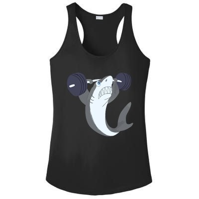 Weightlifing Shark Barbell Funny Workout Gym Weightlifter Ladies PosiCharge Competitor Racerback Tank