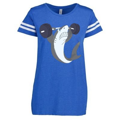 Weightlifing Shark Barbell Funny Workout Gym Weightlifter Enza Ladies Jersey Football T-Shirt