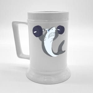 Weightlifing Shark Barbell Funny Workout Gym Weightlifter Beer Stein