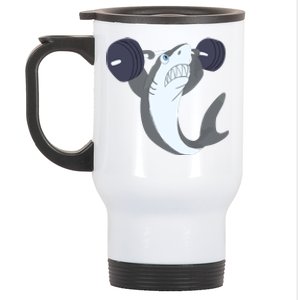 Weightlifing Shark Barbell Funny Workout Gym Weightlifter Stainless Steel Travel Mug