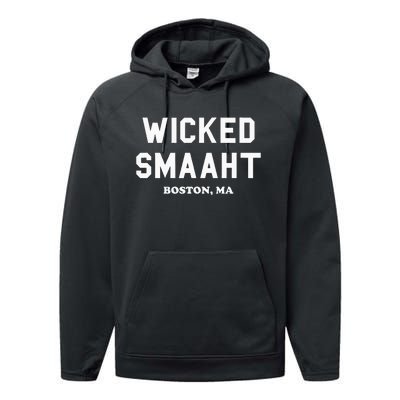 Wicked Smaaht Boston Ma Funny Boston Performance Fleece Hoodie