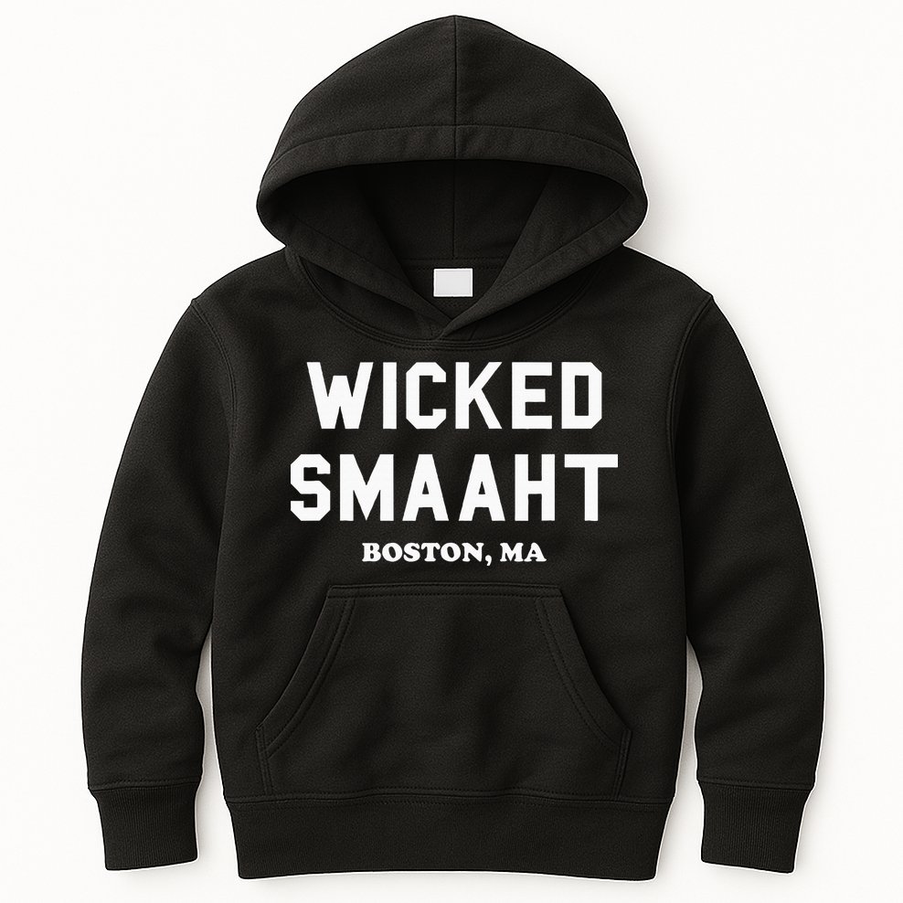 Wicked Smaaht Boston Ma Funny Boston Kids Hoodie