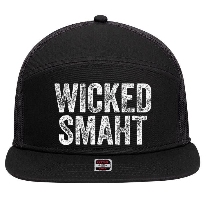 Wicked Smaht Boston Massachusetts 7 Panel Mesh Trucker Snapback Hat