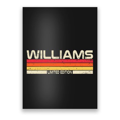 Williams Surname Birthday Family Reunion 80s 90s Sunset Poster
