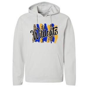 Wildcats Swash Blue Yellow School Spirit Performance Fleece Hoodie