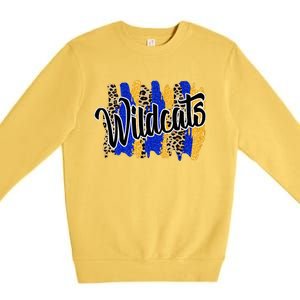 Wildcats Swash Blue Yellow School Spirit Premium Crewneck Sweatshirt