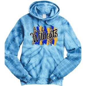 Wildcats Swash Blue Yellow School Spirit Tie Dye Hoodie