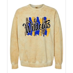 Wildcats Swash Blue Yellow School Spirit Colorblast Crewneck Sweatshirt