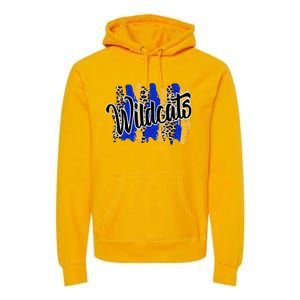 Wildcats Swash Blue Yellow School Spirit Premium Hoodie