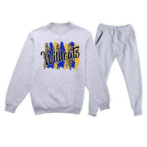 Wildcats Swash Blue Yellow School Spirit Premium Crewneck Sweatsuit Set