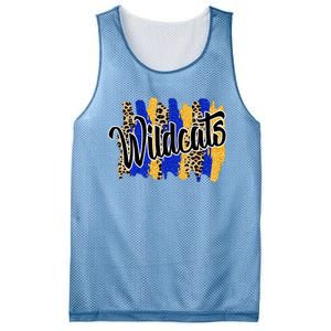 Wildcats Swash Blue Yellow School Spirit Mesh Reversible Basketball Jersey Tank