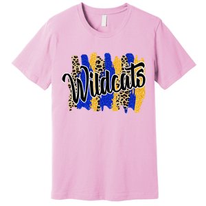 Wildcats Swash Blue Yellow School Spirit Premium T-Shirt