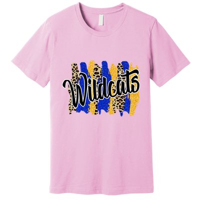 Wildcats Swash Blue Yellow School Spirit Premium T-Shirt