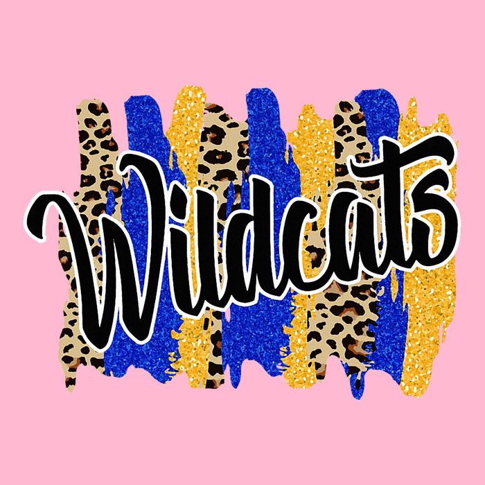 Wildcats Swash Blue Yellow School Spirit Womens T-Shirt