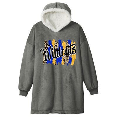 Wildcats Swash Blue Yellow School Spirit Hooded Wearable Blanket