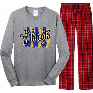 Wildcats Swash Blue Yellow School Spirit Long Sleeve Pajama Set