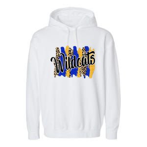 Wildcats Swash Blue Yellow School Spirit Garment-Dyed Fleece Hoodie