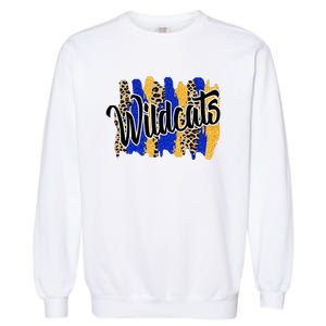 Wildcats Swash Blue Yellow School Spirit Garment-Dyed Sweatshirt