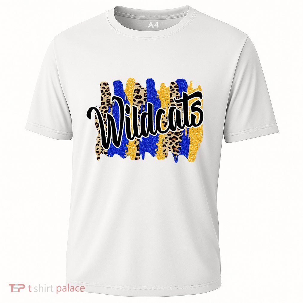 Wildcats Swash Blue Yellow School Spirit Performance Shirt