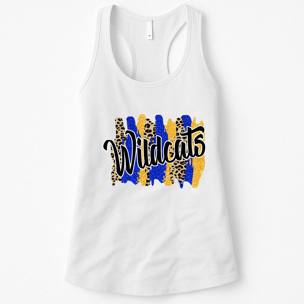 Wildcats Swash Blue Yellow School Spirit Womens Tank Top
