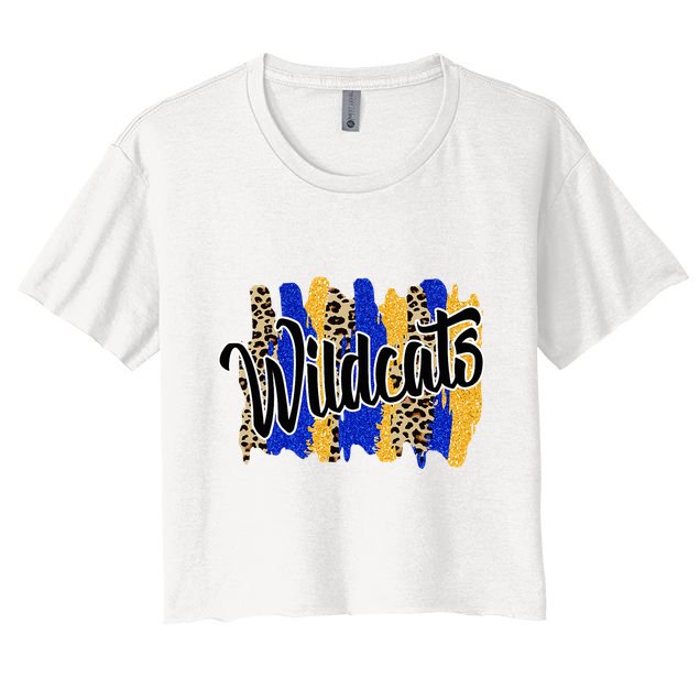 Wildcats Swash Blue Yellow School Spirit Crop Top