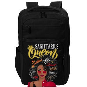 Wo Sagittarius Black Queen Birthday Zodiac Gift Impact Tech Backpack