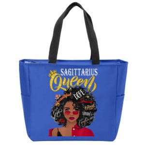 Wo Sagittarius Black Queen Birthday Zodiac Gift Zip Tote Bag