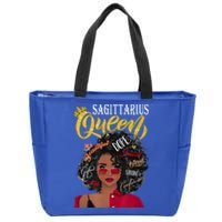 Wo Sagittarius Black Queen Birthday Zodiac Gift Zip Tote Bag