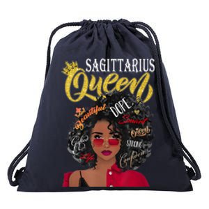 Wo Sagittarius Black Queen Birthday Zodiac Gift Drawstring Bag