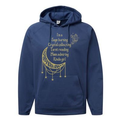 Wiccan Sage Burning Moon Crystals Tarot Occult Witch Gift Performance Fleece Hoodie