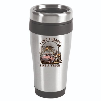 Western Sunset Cowgirl I Got A Heart Like A Truck 16oz Travel Tumbler