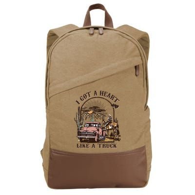 Western Sunset Cowgirl I Got A Heart Like A Truck Cotton Canvas Backpack