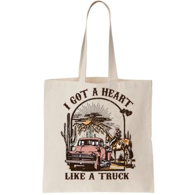 Western Sunset Cowgirl I Got A Heart Like A Truck Tote Bag