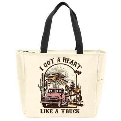 Western Sunset Cowgirl I Got A Heart Like A Truck Zip Tote Bag