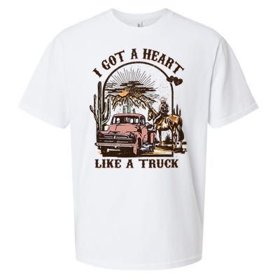 Western Sunset Cowgirl I Got A Heart Like A Truck Sueded Cloud Jersey T-Shirt