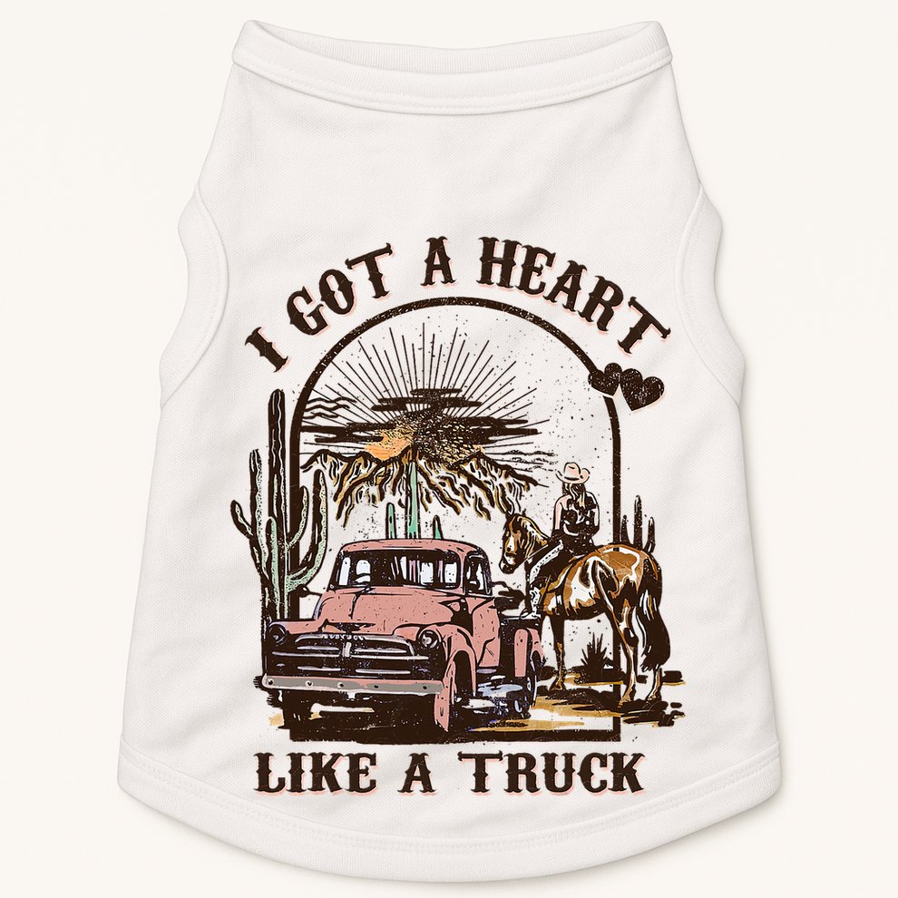 Western Sunset Cowgirl I Got A Heart Like A Truck Doggie Tank