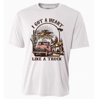 Western Sunset Cowgirl I Got A Heart Like A Truck Cooling Performance Crew T-Shirt