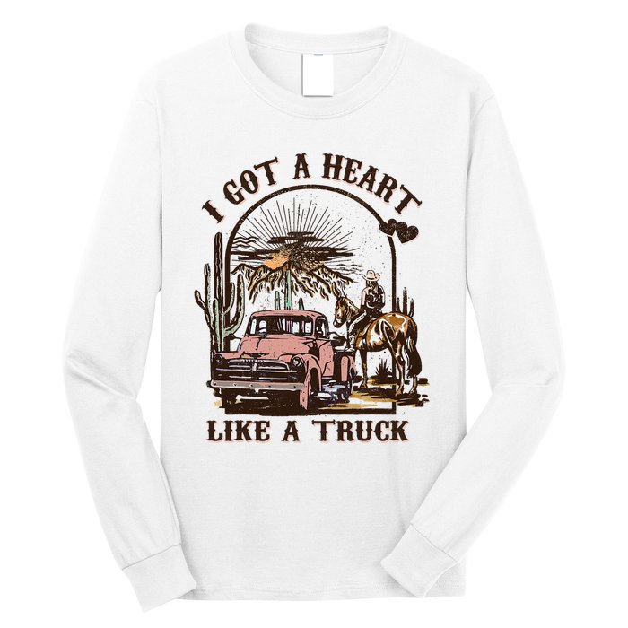 Western Sunset Cowgirl I Got A Heart Like A Truck Long Sleeve Shirt