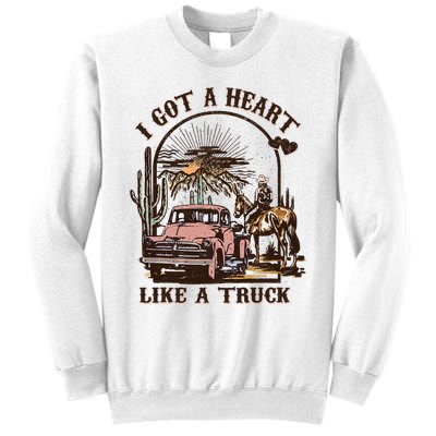 Western Sunset Cowgirl I Got A Heart Like A Truck Sweatshirt