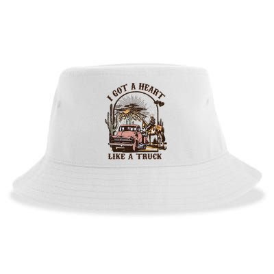 Western Sunset Cowgirl I Got A Heart Like A Truck Sustainable Bucket Hat