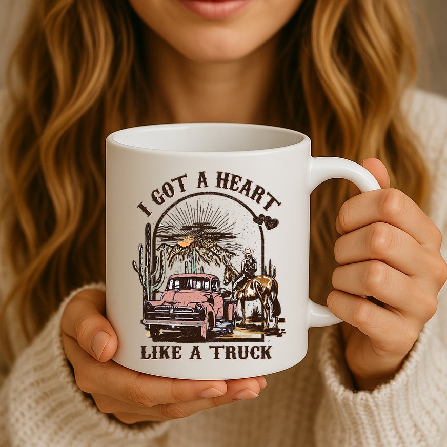 Western Sunset Cowgirl I Got A Heart Like A Truck Mug