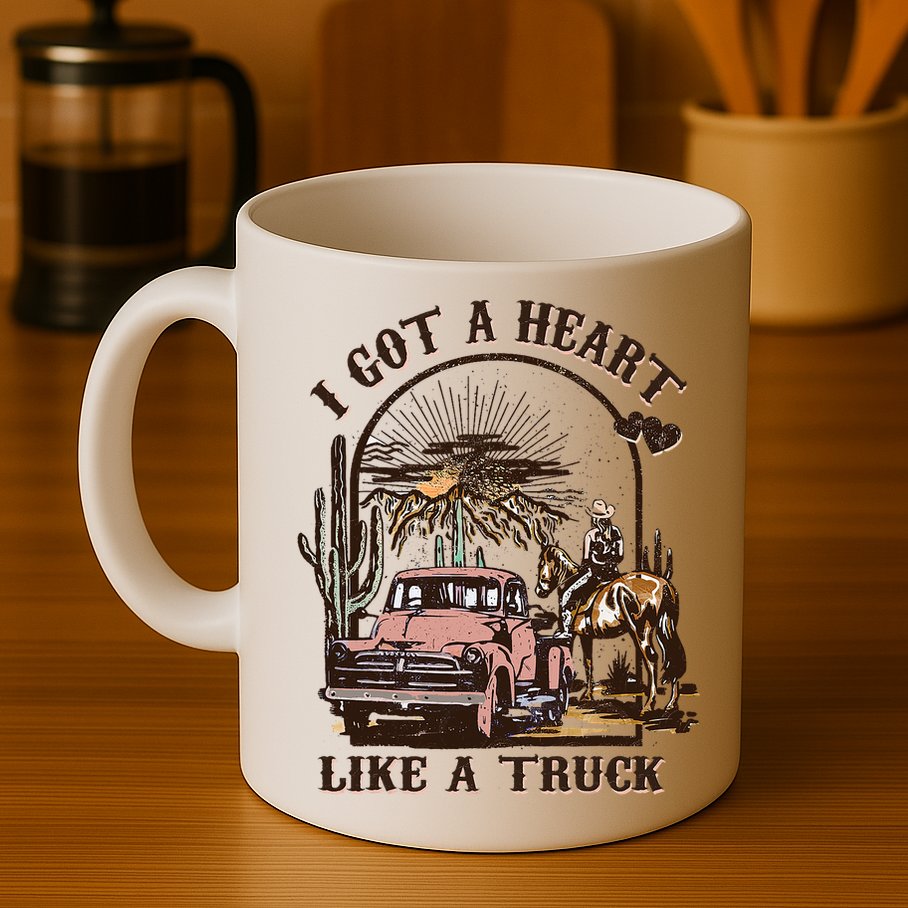 Western Sunset Cowgirl I Got A Heart Like A Truck Mug