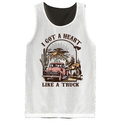 Western Sunset Cowgirl I Got A Heart Like A Truck Mesh Reversible Basketball Jersey Tank