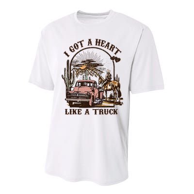 Western Sunset Cowgirl I Got A Heart Like A Truck Performance Sprint T-Shirt