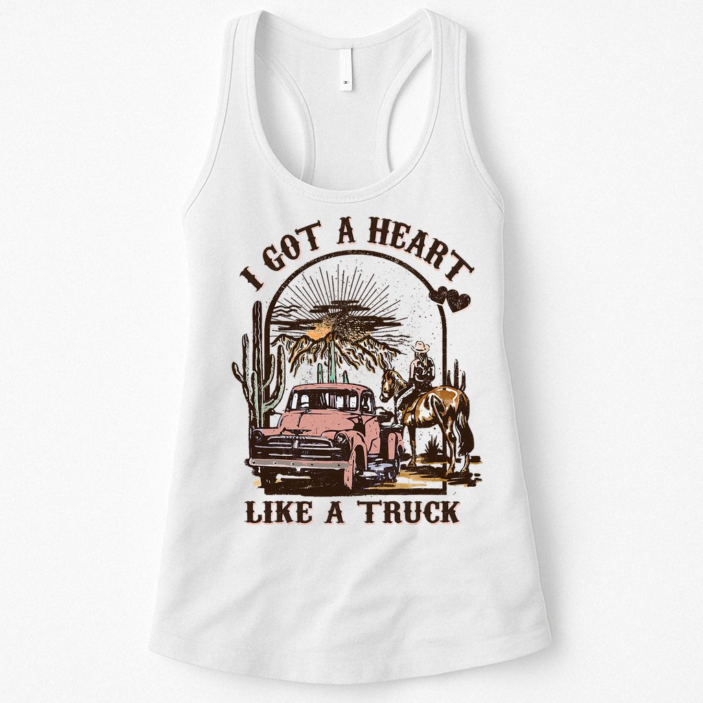 Western Sunset Cowgirl I Got A Heart Like A Truck Womens Tank Top
