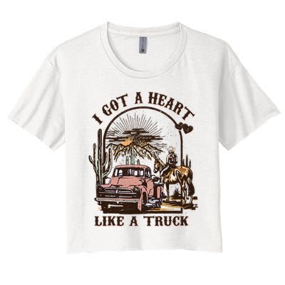 Western Sunset Cowgirl I Got A Heart Like A Truck Women's Crop Top Tee