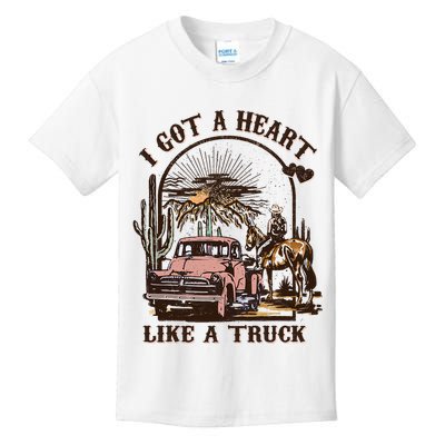 Western Sunset Cowgirl I Got A Heart Like A Truck Kids T-Shirt